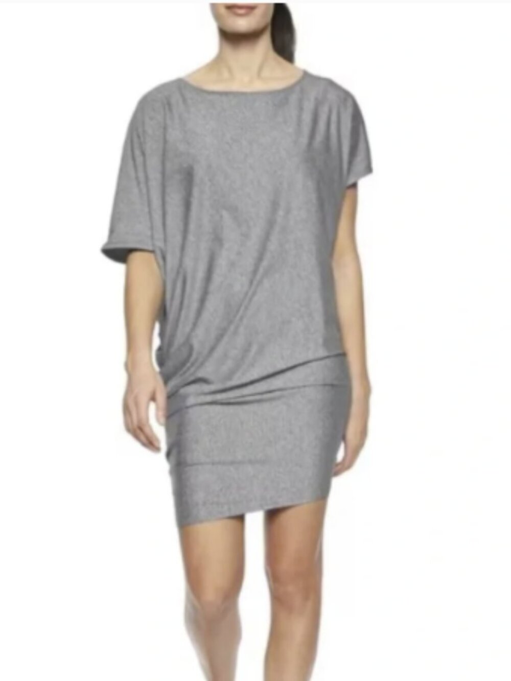Athleta Sunlover Hilo UPF Dress Heathered Gray Asymmetric Hemline Size M